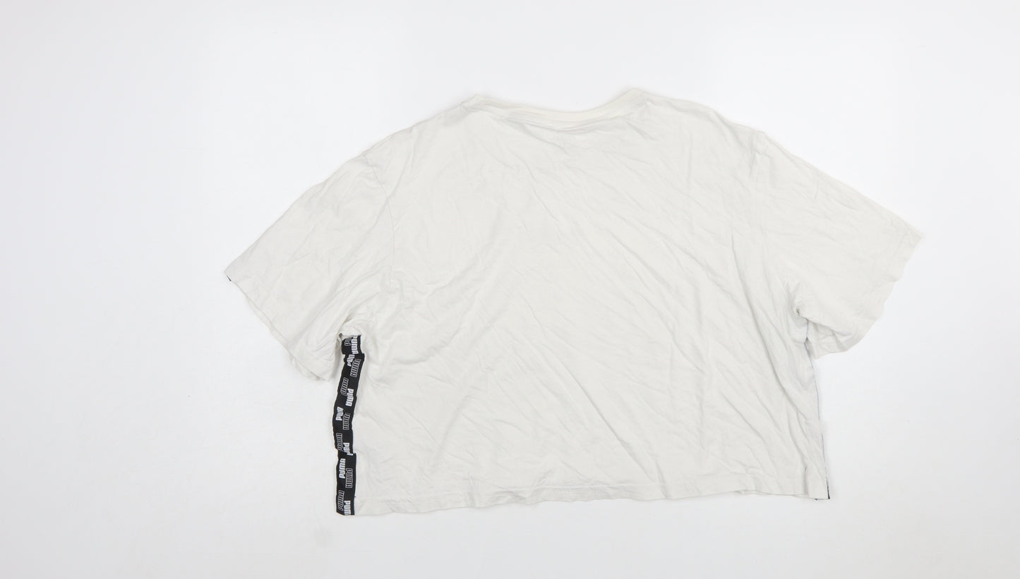 Puma Womens White XL Relaxed Cotton Crew Neck T-Shirt