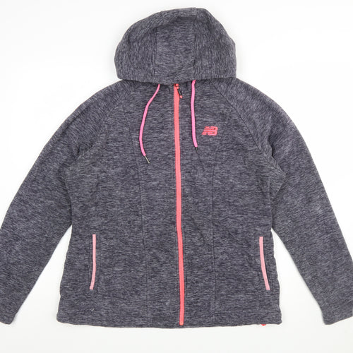 New Balance Womens Grey Pink Full Zip Hoodie XL Polyester Blend