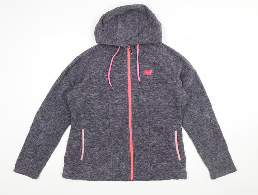 New Balance Womens Grey Pink Full Zip Hoodie XL Polyester Blend