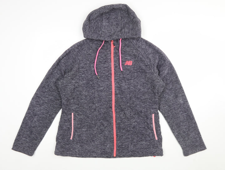 New Balance Womens Grey Pink Full Zip Hoodie XL Polyester Blend
