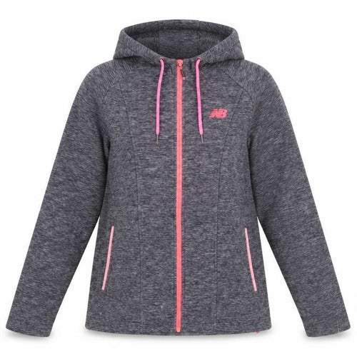 New Balance Womens Grey Pink Full Zip Hoodie XL Polyester Blend