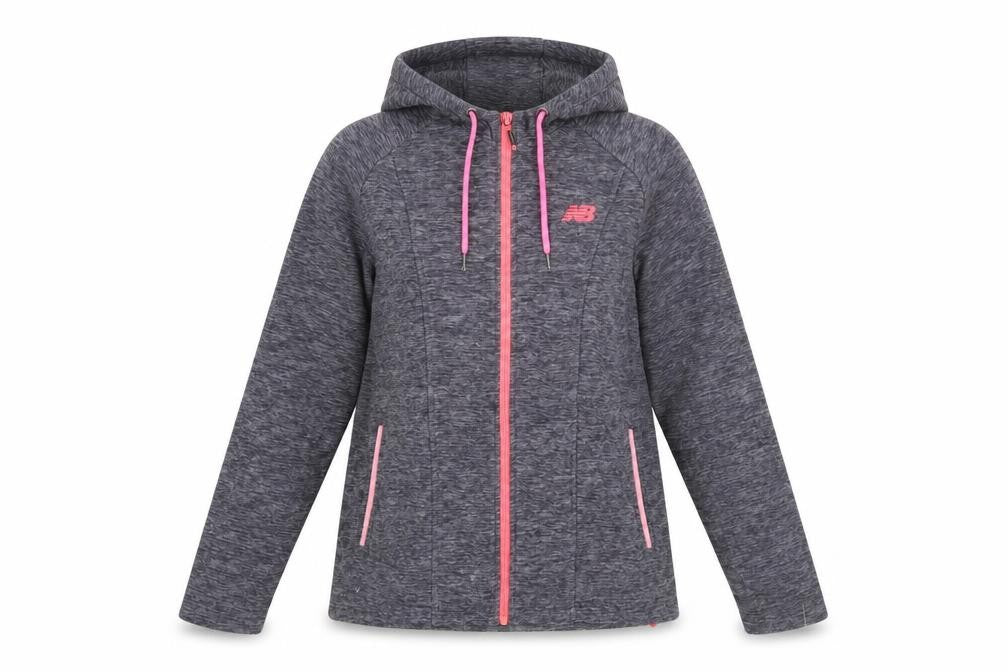 New Balance Womens Grey Pink Full Zip Hoodie XL Polyester Blend