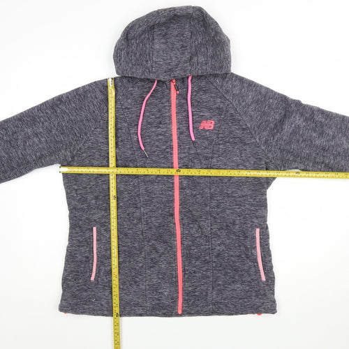 New Balance Womens Grey Pink Full Zip Hoodie XL Polyester Blend