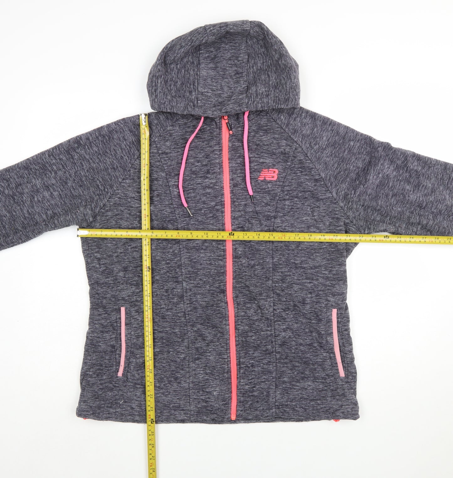 New Balance Womens Grey Pink Full Zip Hoodie XL Polyester Blend