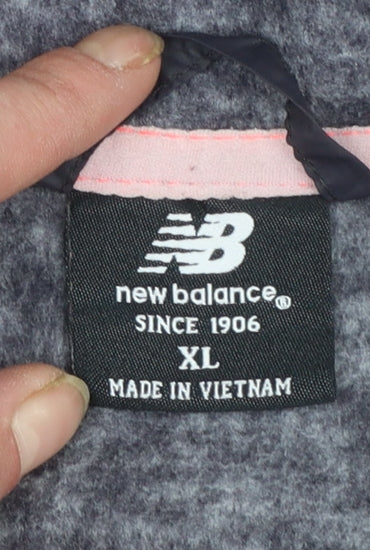 New Balance Womens Grey Pink Full Zip Hoodie XL Polyester Blend