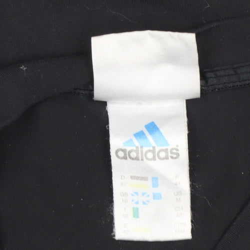Adidas Womens Black Long Sleeve V-Neck Slim Fit Activewear Top Size 16