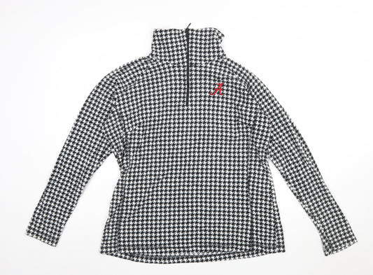 Columbia Womens Black White Houndstooth 1/2 Zip Pullover Sweatshirt XL