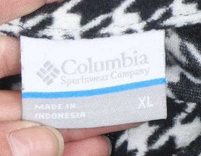 Columbia Womens Black White Houndstooth 1/2 Zip Pullover Sweatshirt XL