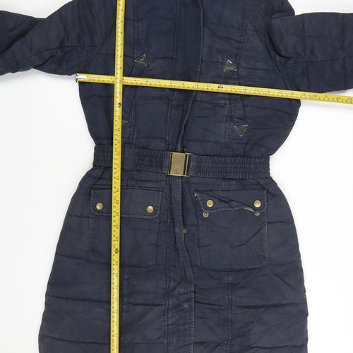 Barbour Women's Blue Long Puffer Coat Size 10 Belted Winter Jacket