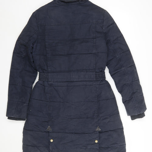 Barbour Women's Blue Long Puffer Coat Size 10 Belted Winter Jacket