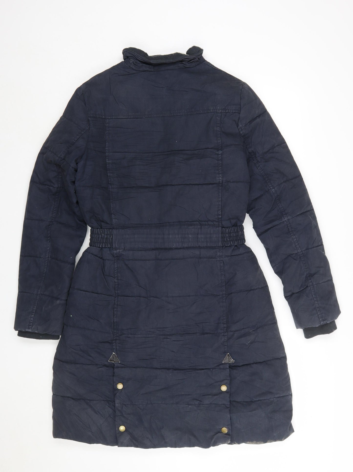 Barbour Women's Blue Long Puffer Coat Size 10 Belted Winter Jacket