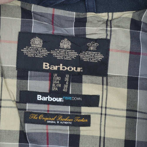 Barbour Women's Blue Long Puffer Coat Size 10 Belted Winter Jacket
