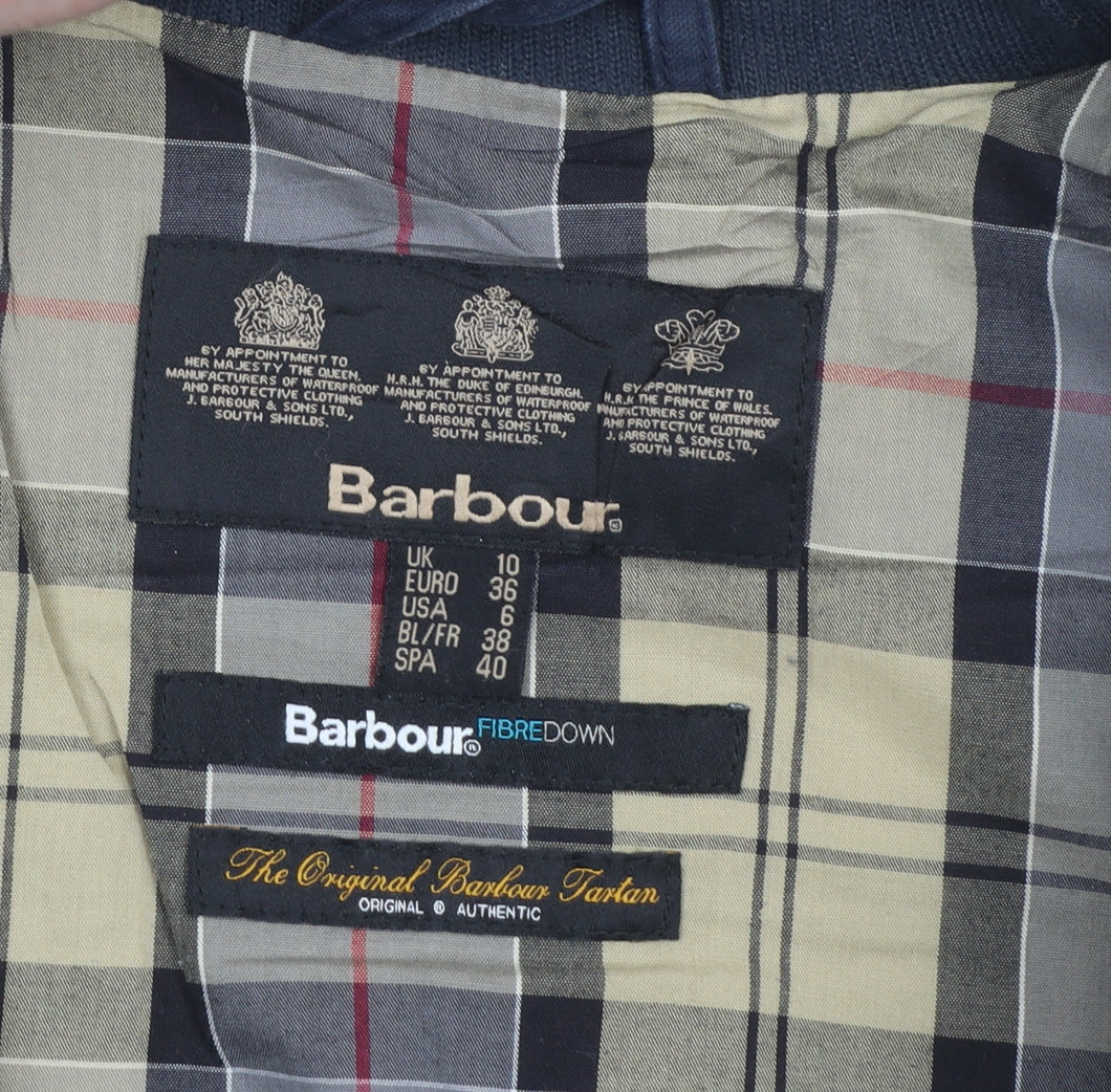 Barbour Women's Blue Long Puffer Coat Size 10 Belted Winter Jacket