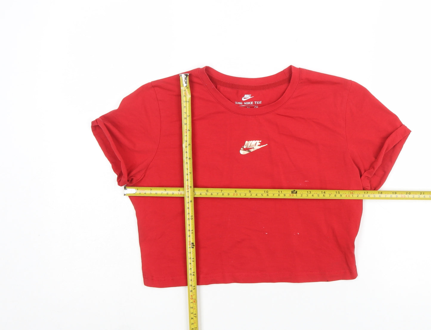 Nike Girls Red Cropped Dri-Fit T-Shirt XL Athletic Fit Sports Top