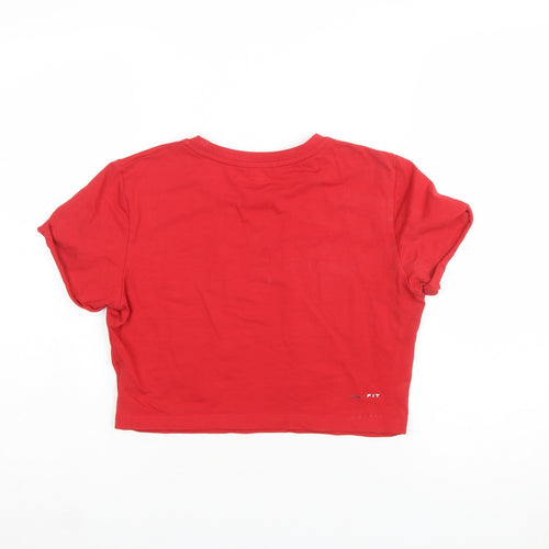 Nike Girls Red Cropped Dri-Fit T-Shirt XL Athletic Fit Sports Top