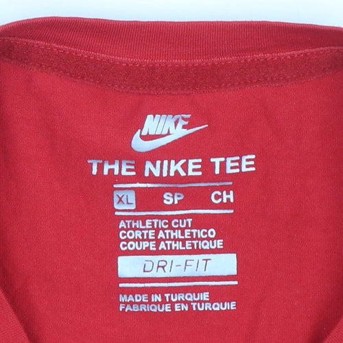 Nike Girls Red Cropped Dri-Fit T-Shirt XL Athletic Fit Sports Top