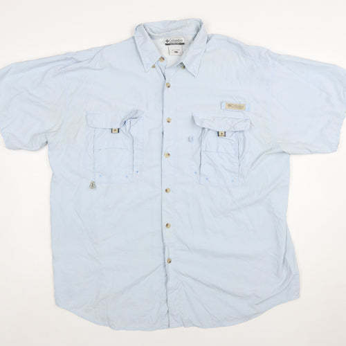 Columbia Men's Blue Short Sleeve Button-Up Outdoor Shirt L