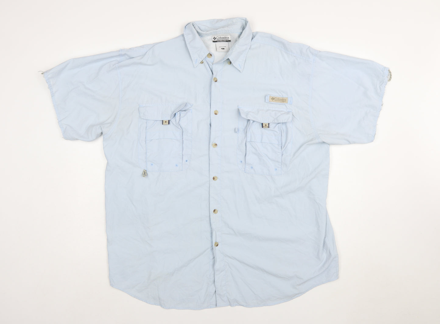 Columbia Men's Blue Short Sleeve Button-Up Outdoor Shirt L
