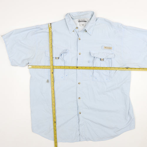 Columbia Men's Blue Short Sleeve Button-Up Outdoor Shirt L