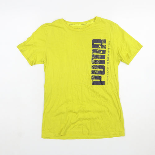 Puma Boys Yellow Graphic Logo Sports T-Shirt 13-14 Years