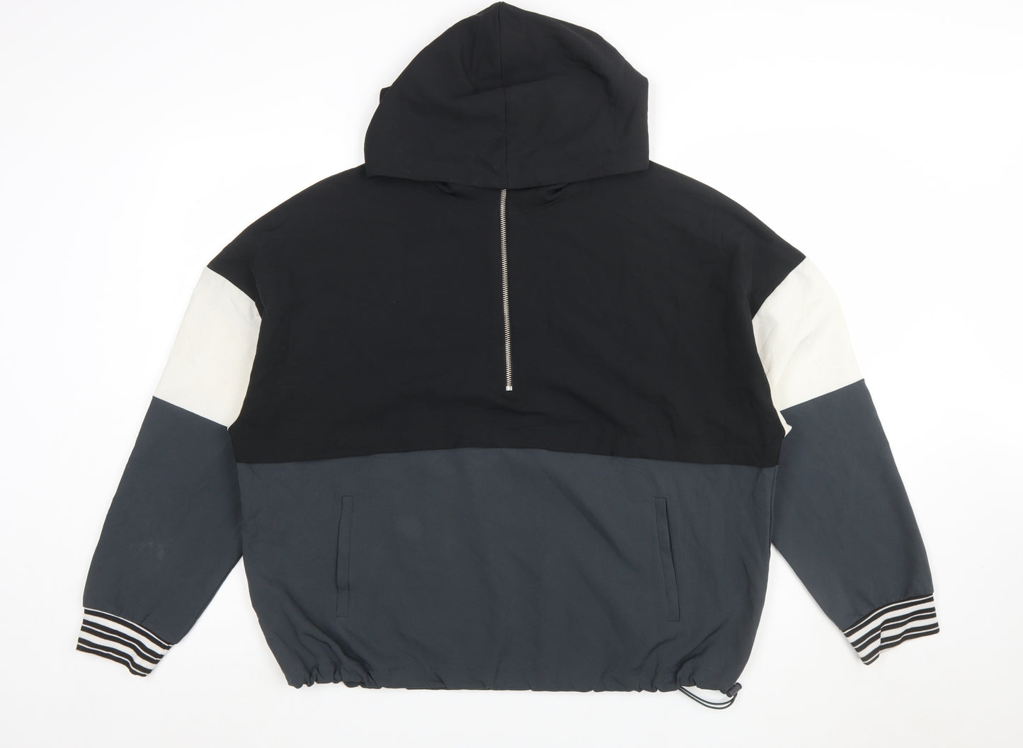 Avia Womens Black Colourblock 1/2 Zip Hoodie XL Polyester Blend