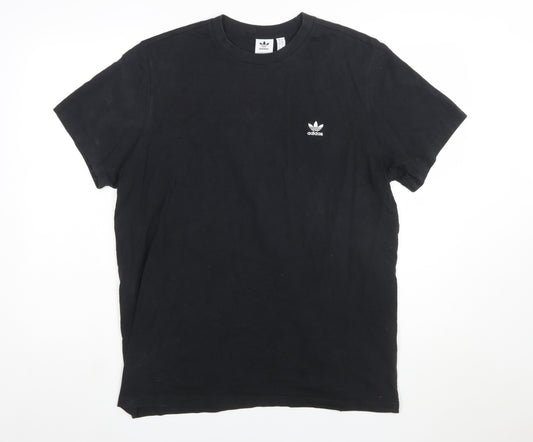adidas Women Black Basic Crew Neck Regular Fit Short Sleeve T-Shirt Size 18
