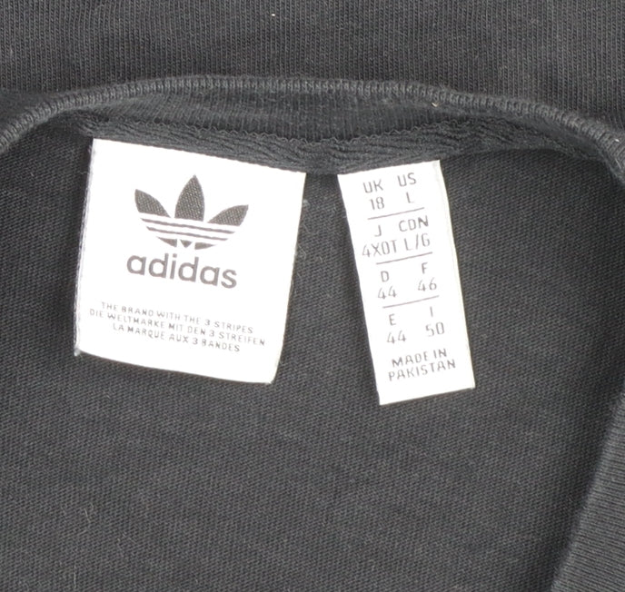 adidas Women Black Basic Crew Neck Regular Fit Short Sleeve T-Shirt Size 18