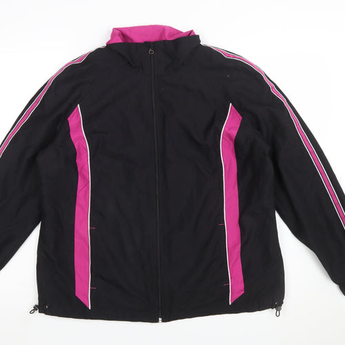 St. John’s Bay Women’s Black Pink Track Jacket L Activewear Full Zip