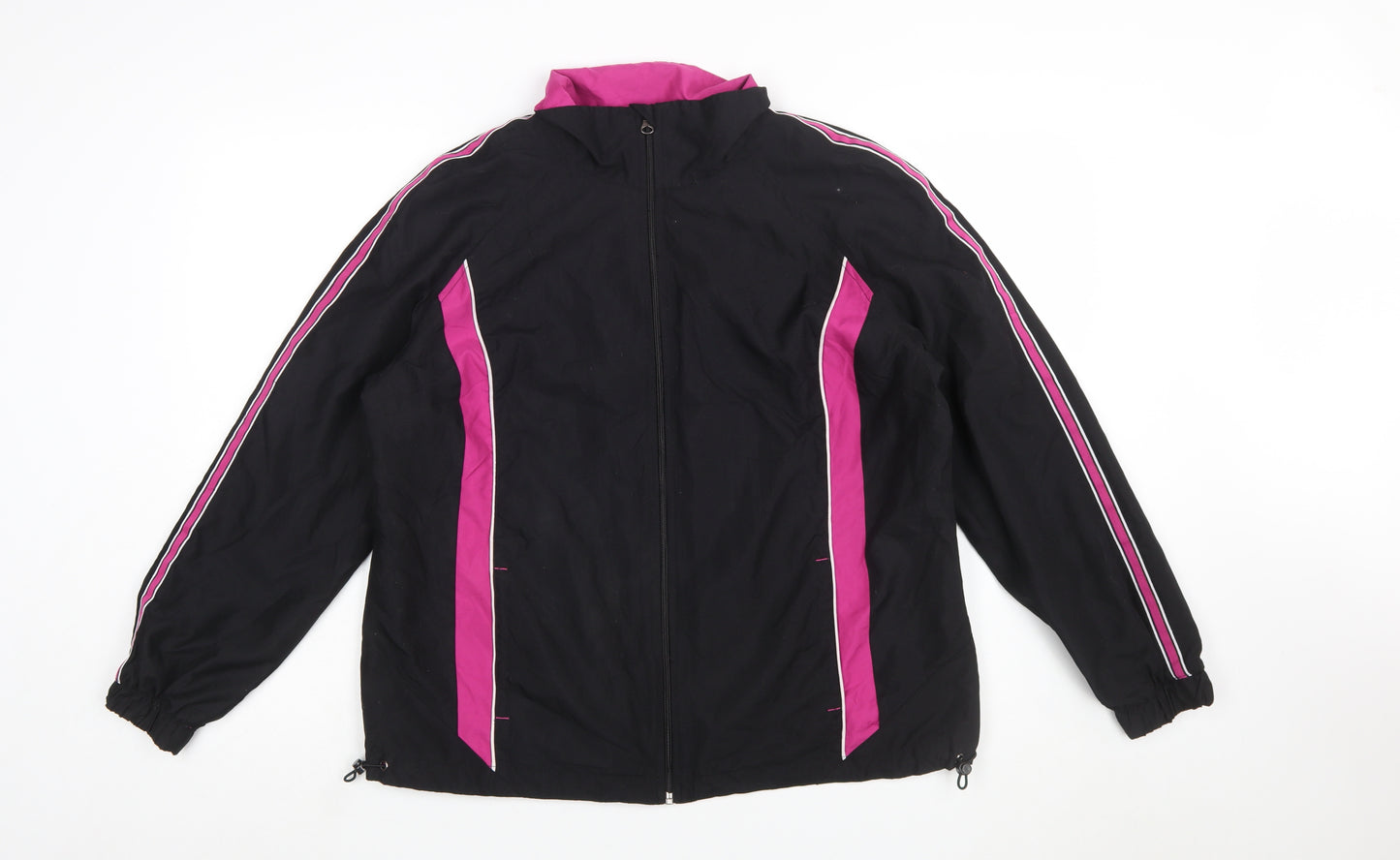 St. John’s Bay Women’s Black Pink Track Jacket L Activewear Full Zip