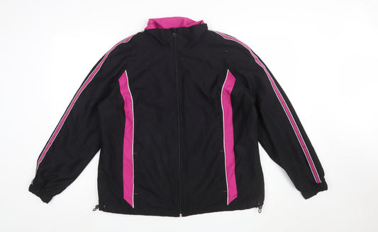 St. John’s Bay Women’s Black Pink Track Jacket L Activewear Full Zip