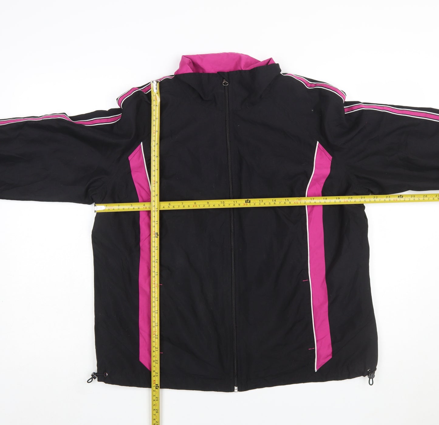 St. John’s Bay Women’s Black Pink Track Jacket L Activewear Full Zip