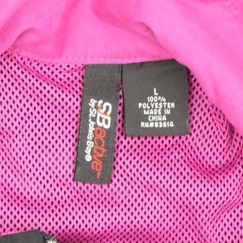 St. John’s Bay Women’s Black Pink Track Jacket L Activewear Full Zip