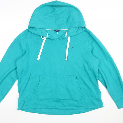 Nautica Women’s Turquoise Pullover Hoodie Cotton Blend Size L