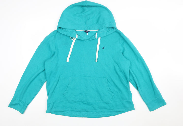 Nautica Women’s Turquoise Pullover Hoodie Cotton Blend Size L