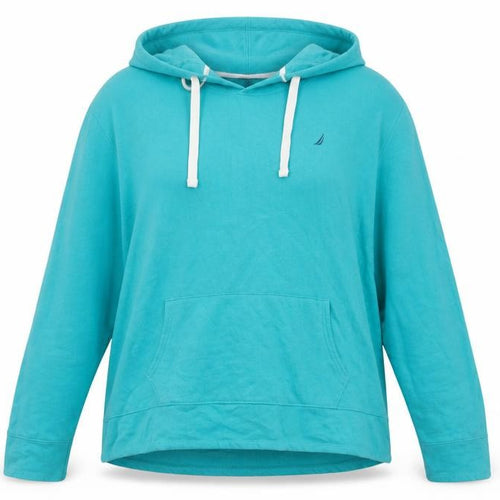 Nautica Women’s Turquoise Pullover Hoodie Cotton Blend Size L
