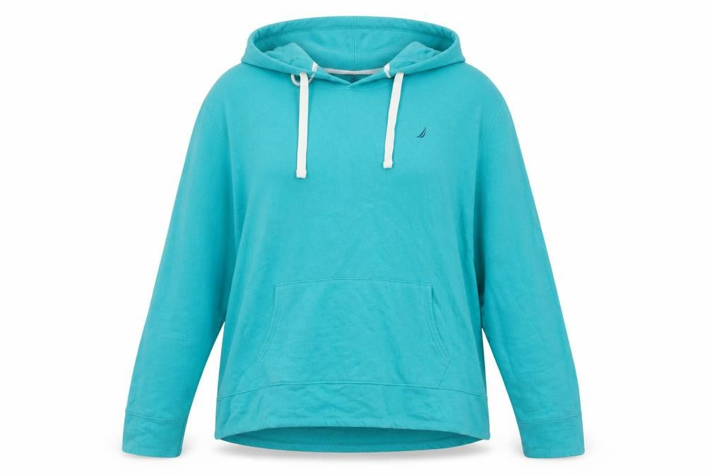 Nautica Women’s Turquoise Pullover Hoodie Cotton Blend Size L