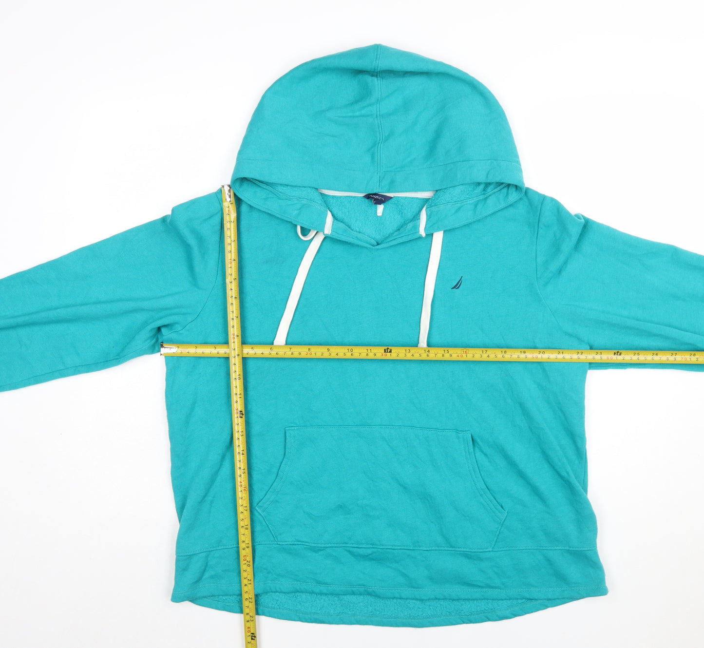 Nautica Women’s Turquoise Pullover Hoodie Cotton Blend Size L