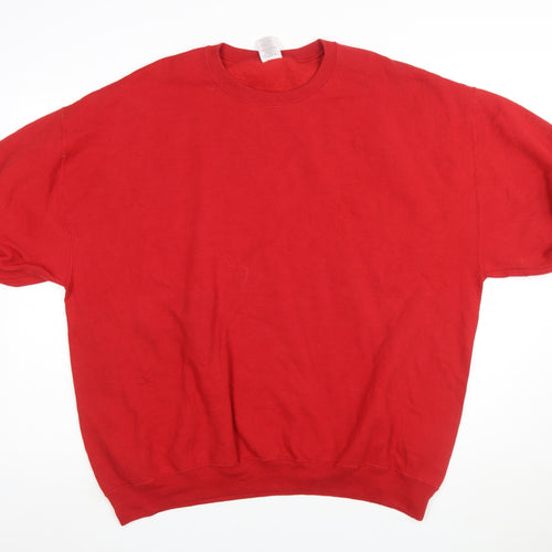 Jerzees Mens Red 2XL Pullover Crew Neck Short Sleeve Sweatshirt