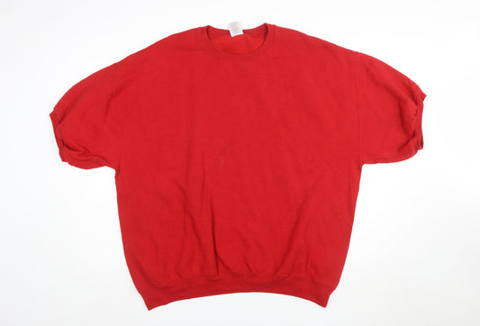 Jerzees Mens Red 2XL Pullover Crew Neck Short Sleeve Sweatshirt