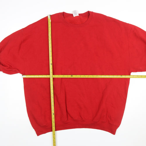 Jerzees Mens Red 2XL Pullover Crew Neck Short Sleeve Sweatshirt