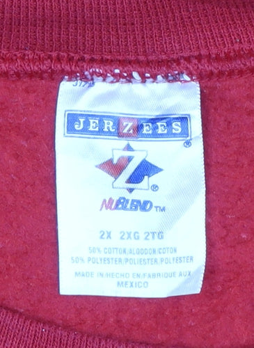 Jerzees Mens Red 2XL Pullover Crew Neck Short Sleeve Sweatshirt
