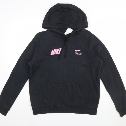 Nike Women's Black Hooded Pullover Hoodie Medium Cotton Blend