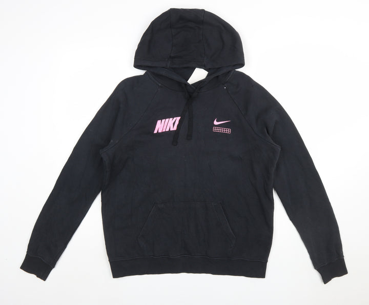 Nike Women's Black Hooded Pullover Hoodie Medium Cotton Blend