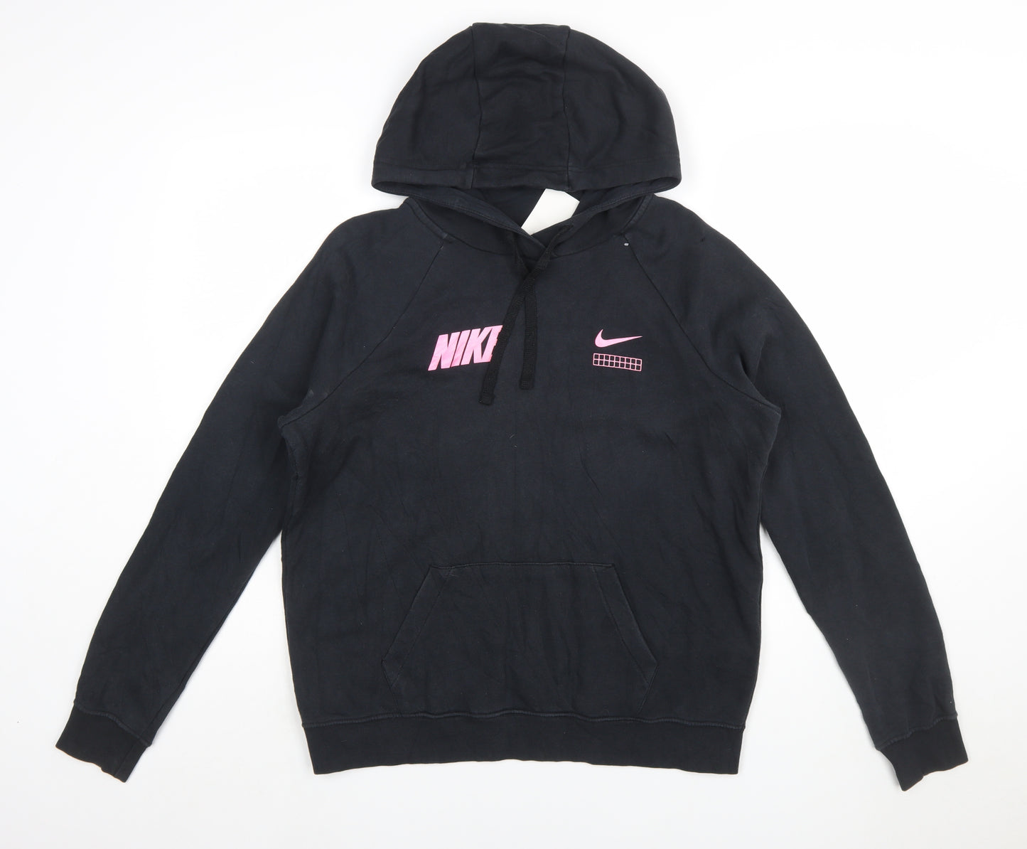 Nike Women's Black Hooded Pullover Hoodie Medium Cotton Blend