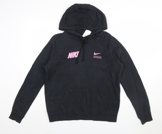 Nike Women's Black Hooded Pullover Hoodie Medium Cotton Blend