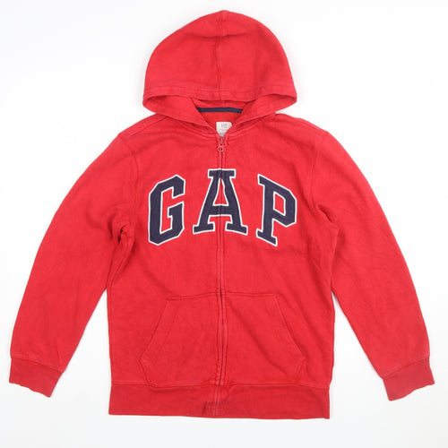 GAP Boys Red Full Zip Hoodie XXL 13 Years Cotton Blend Fleece Sweatshirt