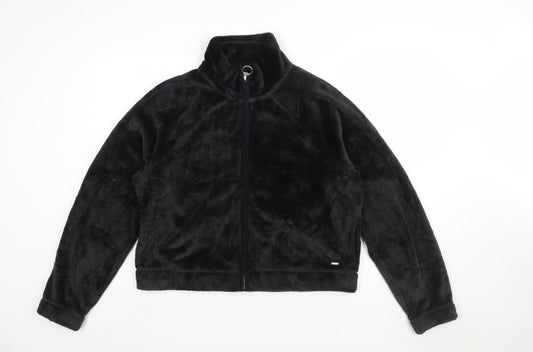 Hollister Women's Black Faux Fur Fleece Zip Jacket Size L