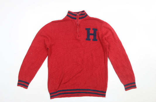 Tommy Hilfiger Men's Red XL 1/4 Zip Cotton Knit Jumper