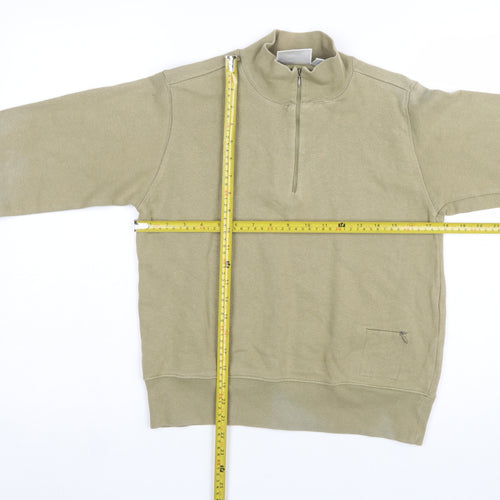 Puma Women Khaki 1/4 Zip Sweatshirt Size 12 Cotton Blend