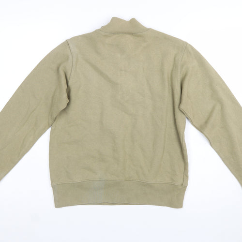 Puma Women Khaki 1/4 Zip Sweatshirt Size 12 Cotton Blend